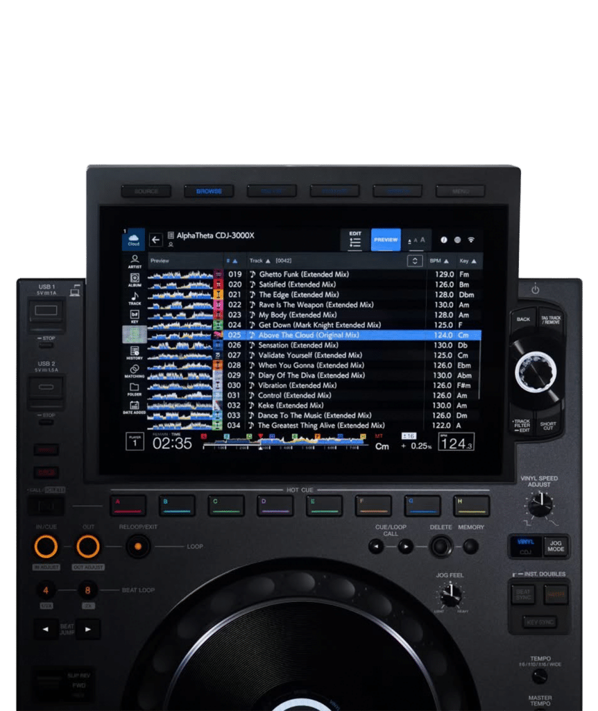 AlphaTheta CDJ-3000X מסך מגע ענק וחד