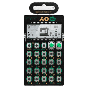 קלוז־אפ על כפתורי A/B ותצוגת ה-LCD של PO-12 Rhythm