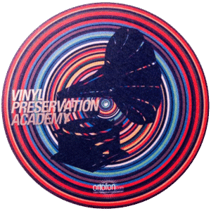 תקריב על בד Ortofon Spiral Slipmat והדפס ה-Spiral