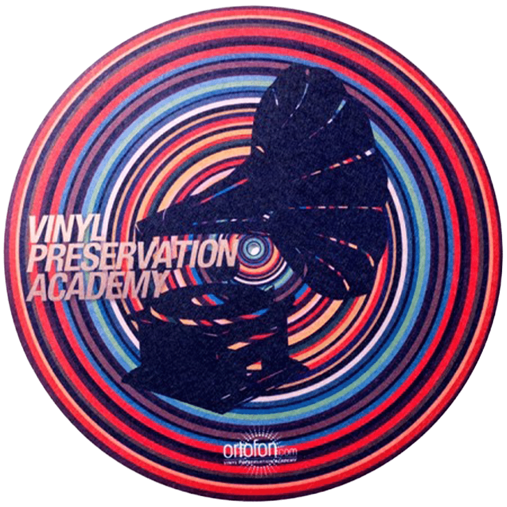 תקריב על בד Ortofon Spiral Slipmat והדפס ה-Spiral