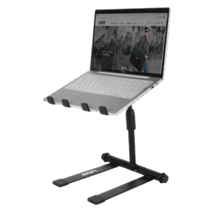 UDG Ultimate Laptop Stand במצב פתוח – תצוגת צד.