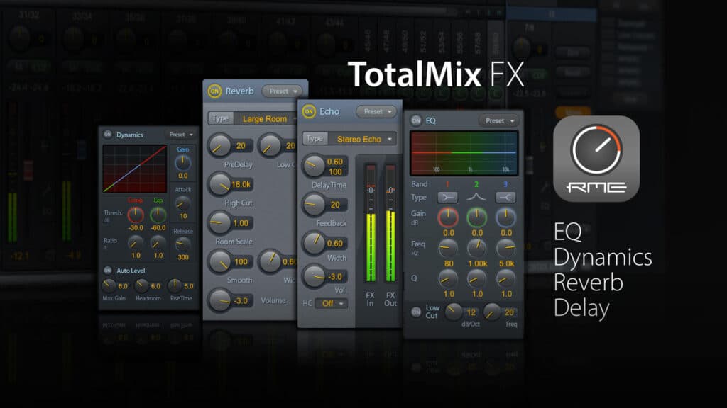 סוגי האפקטים שיש במיקסר הדיגיטלי totalmix fx