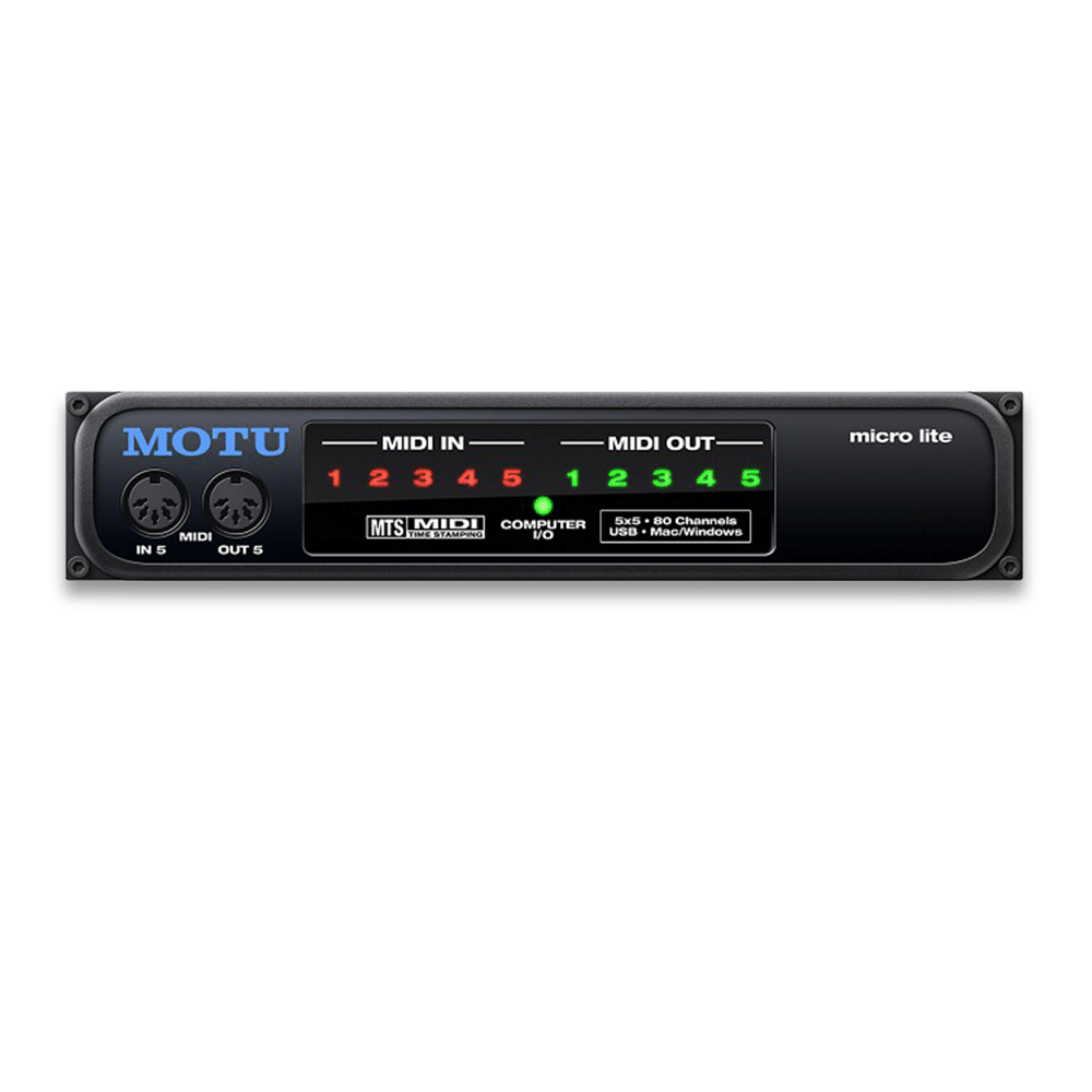 MOTU Micro Lite – ממשק MIDI עם 5 כניסות ו-5 יציאות USB ‎2.0