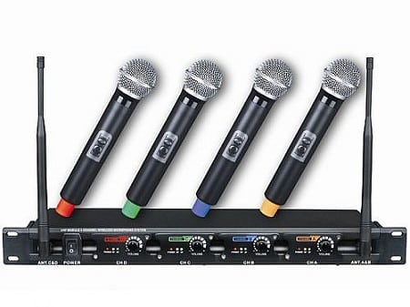 סט 4 מיקרופונים אלחוטיים ICM IU-2070RACK עם מקלט Rack