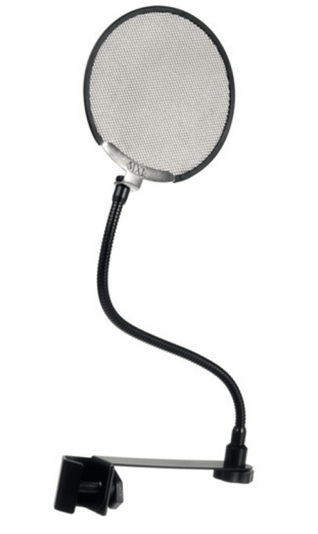 פופ פילטר MXL PF-003 מחובר לסטנד מיקרופון