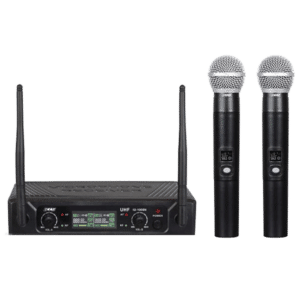 זוג מיקרופונים אלחוטיים BTS IU-1008N לצד המקלט