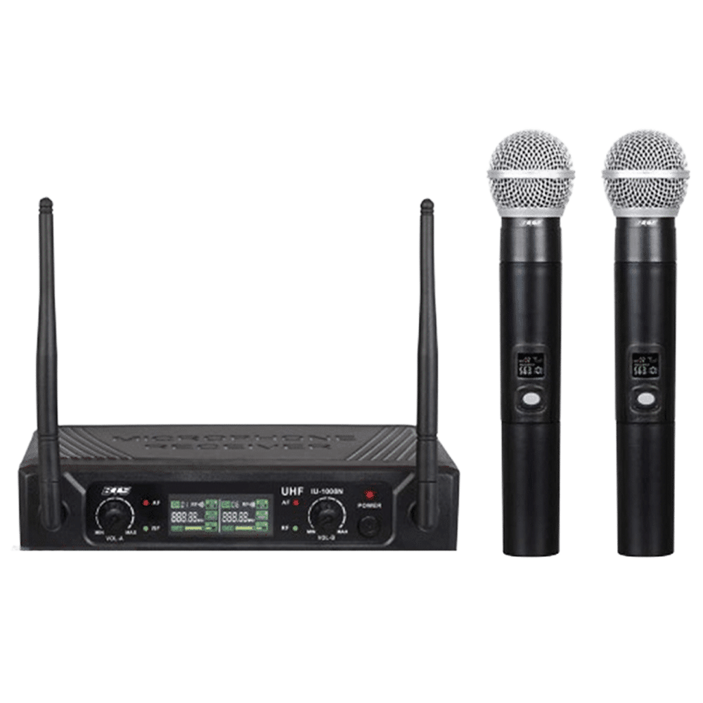 זוג מיקרופונים אלחוטיים BTS IU-1008N לצד המקלט