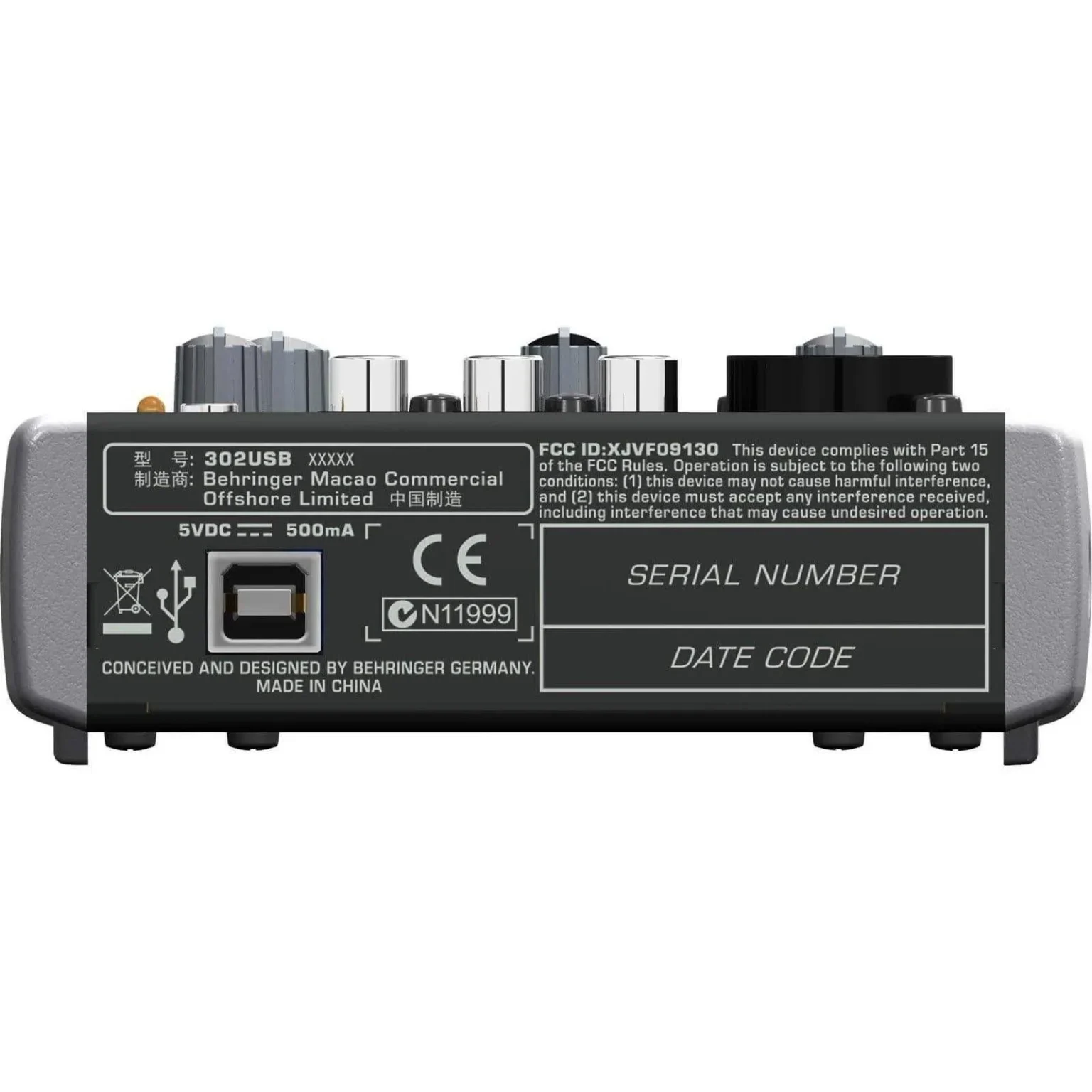 Behringer XENYX 302USB מיקסר קומפקטי מבט קדמי