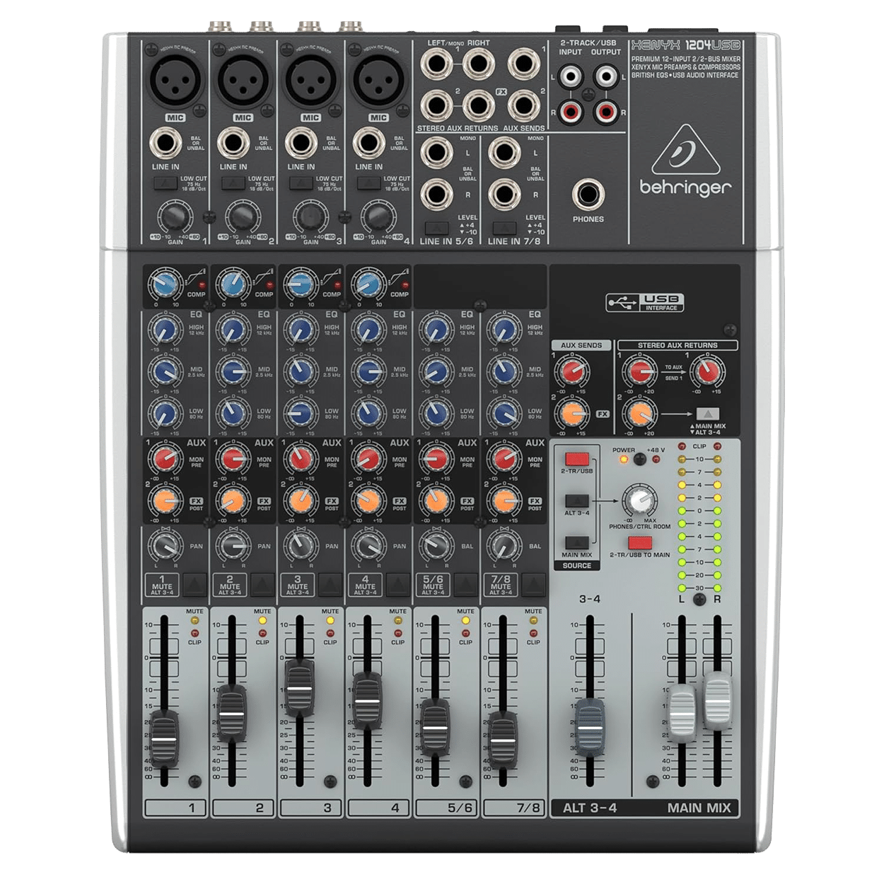 Behringer XENYX X1204USB מיקסר אנלוגי מבט קדמי
