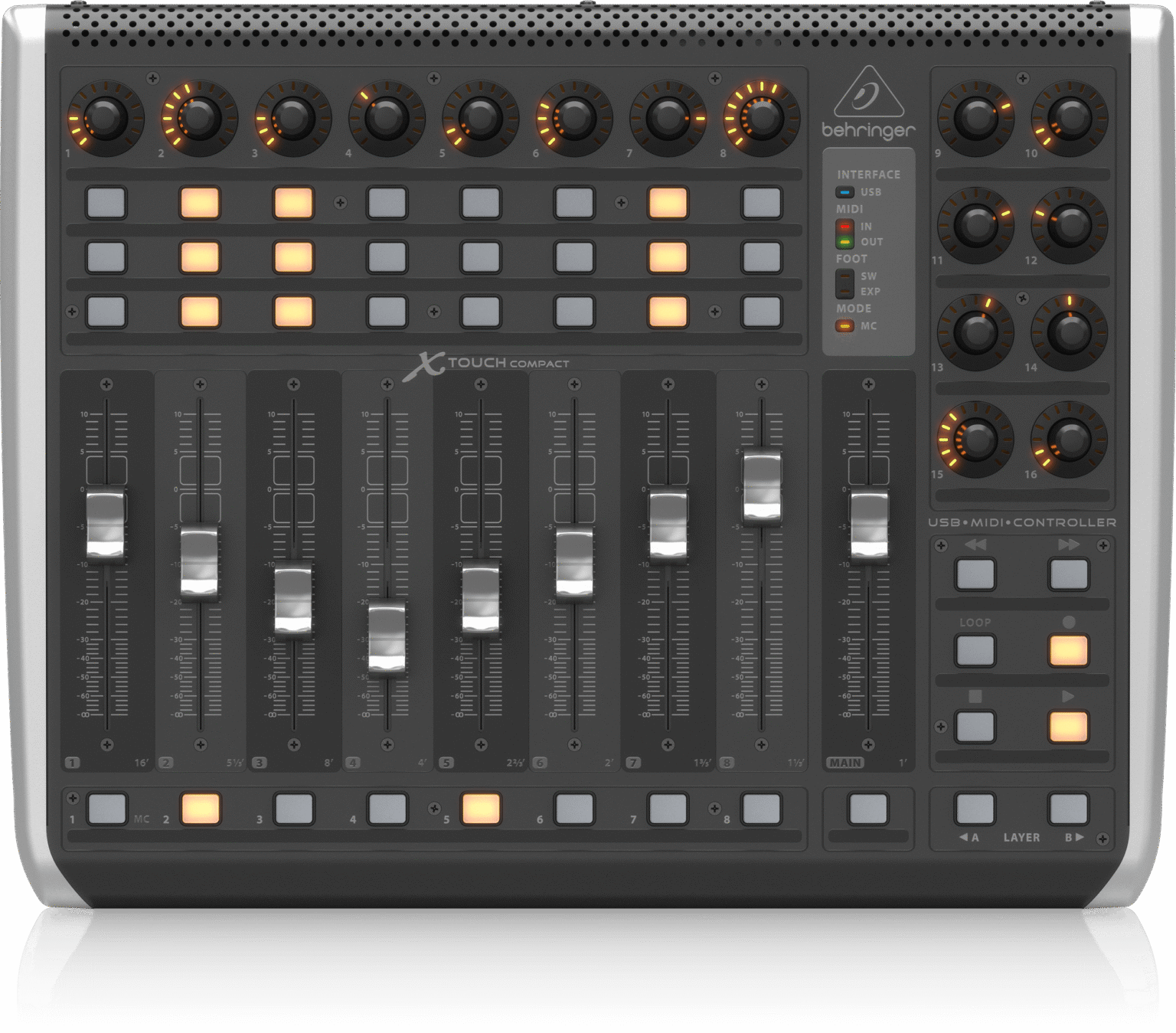 Behringer X-Touch Compact קונטרולר משטח שליטה מבט קדמי