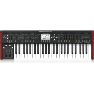 Behringer DeepMind 12 מבט קדמי עם מקלדת מלאה