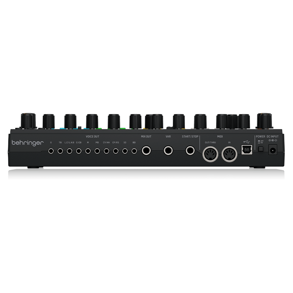 Behringer RD-78 — מבט על 10 היציאות הנפרדות וחיבורי ה-MIDI וה-USB