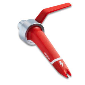 Ortofon Concorde MKII Digital — תקריב על המחט הספרית וגוף הראש האדום