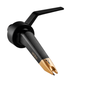 Ortofon Concorde MKII Elite מבט חזית עם גוף מצופה זהב ומחט אליפטית עירומה