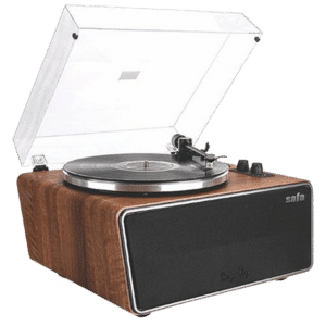 Safa HP-H008 Pro Royalty — פטיפון עץ יוקרתי עם רמקולים מובנים במבט חזית