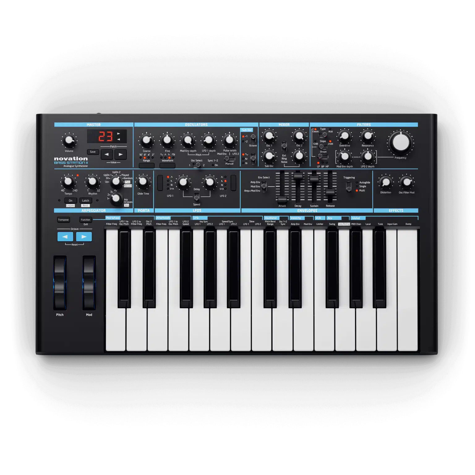 Novation Bass Station II מבט קדמי