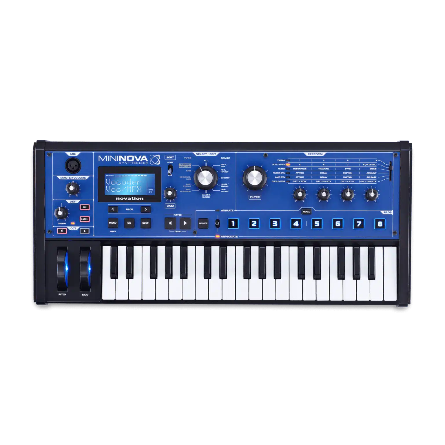 Novation MiniNova מבט קדמי
