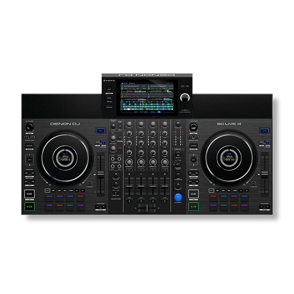 Denon DJ SC LIVE 4 בשימוש בהופעת DJ עם תאורה מסונכרנת דרך Engine Lighting