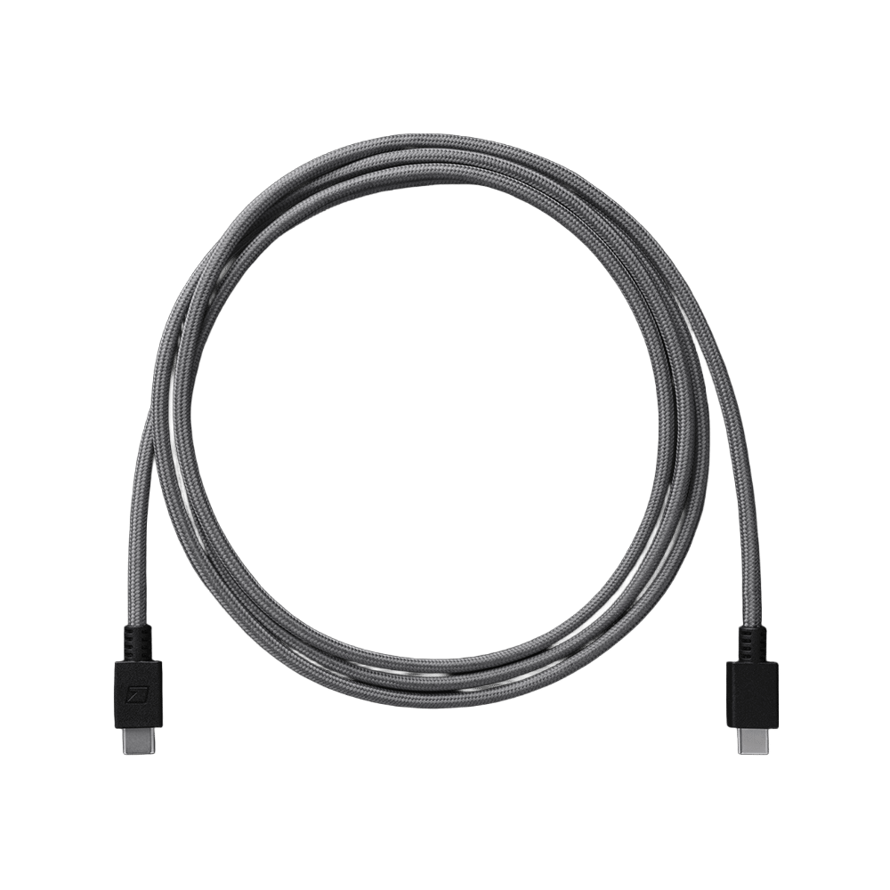 Elektron כבל USB-C ל-USB-C עם ציפוי ניילון אפור ולוגו Elektron