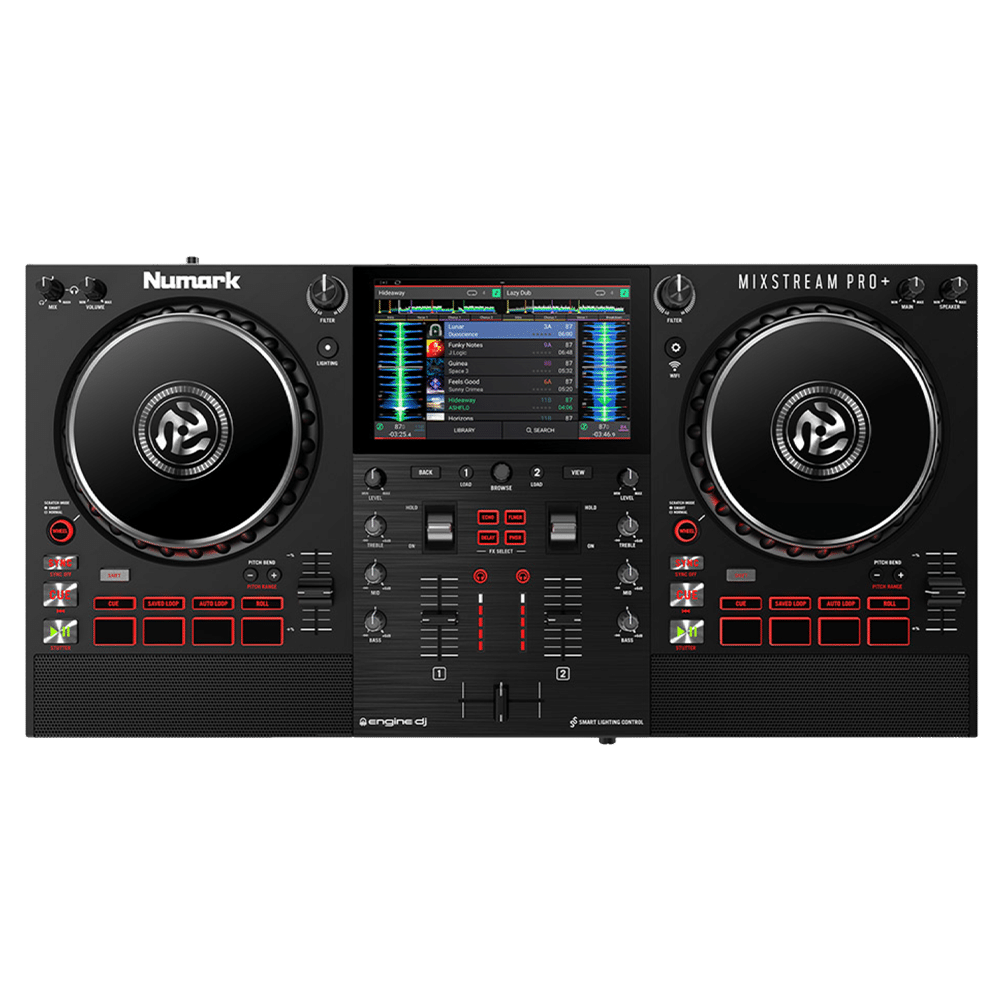 Numark Mixstream Pro + — פאנל אחורי: יציאות XLR, RCA וכניסת מיקרופון