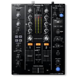 Pioneer DJ DJM-450 מבט חזית עם Magvel Fader ולוח בקרה מקצועי