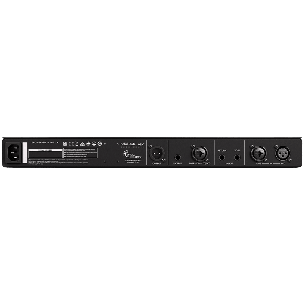 SSL Revival 4000 פאנל אחורי: כניסות XLR, Insert וחיבורי Sidechain