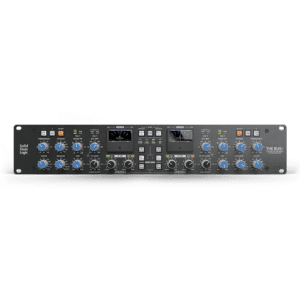 SSL THE BUS+ מבט חזית עם מד רדוקציית רווח Moving-coil ולוח בקרה מלא