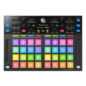 Pioneer DJ DDJ-XP2 מבט חזית עם 32 פדי ביצועים רב-צבעיים