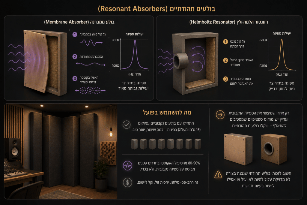 בולעים תהודתיים (Resonant Absorbers) במדריך לאקוסטיקה לאולפן