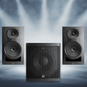 חבילת אולפן Kali Audio — זוג מוניטורים IN-8 V2, סאב-וופר WS-12 וארבעה כבלי XLR