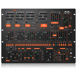 Behringer 2600 — מבט חזית על לוח הבקרה עם 78 פיידרים וכפתורים