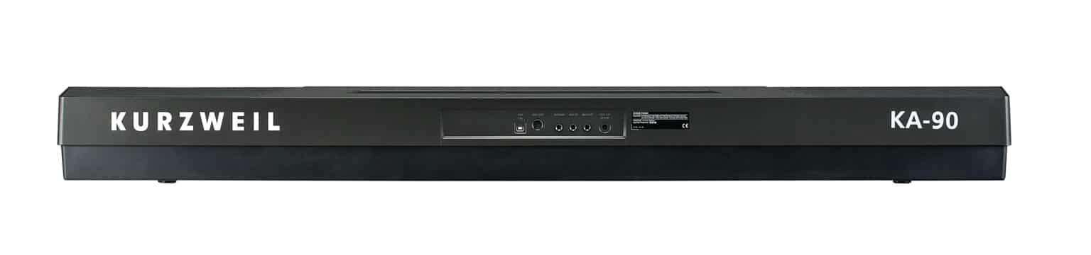 Kurzweil KA90 — פאנל חיבורים: יציאות ליין, אוזניות, USB ו-MIDI Out