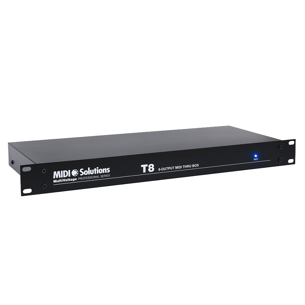 MIDI Solutions T8 v2 — מבט חזית בפורמט 19 אינץ' rack
