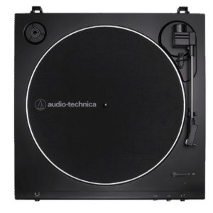 Audio Technica AT-LP60X — מבט חזית עם צלחת אלומיניום וזרוע Tonearm