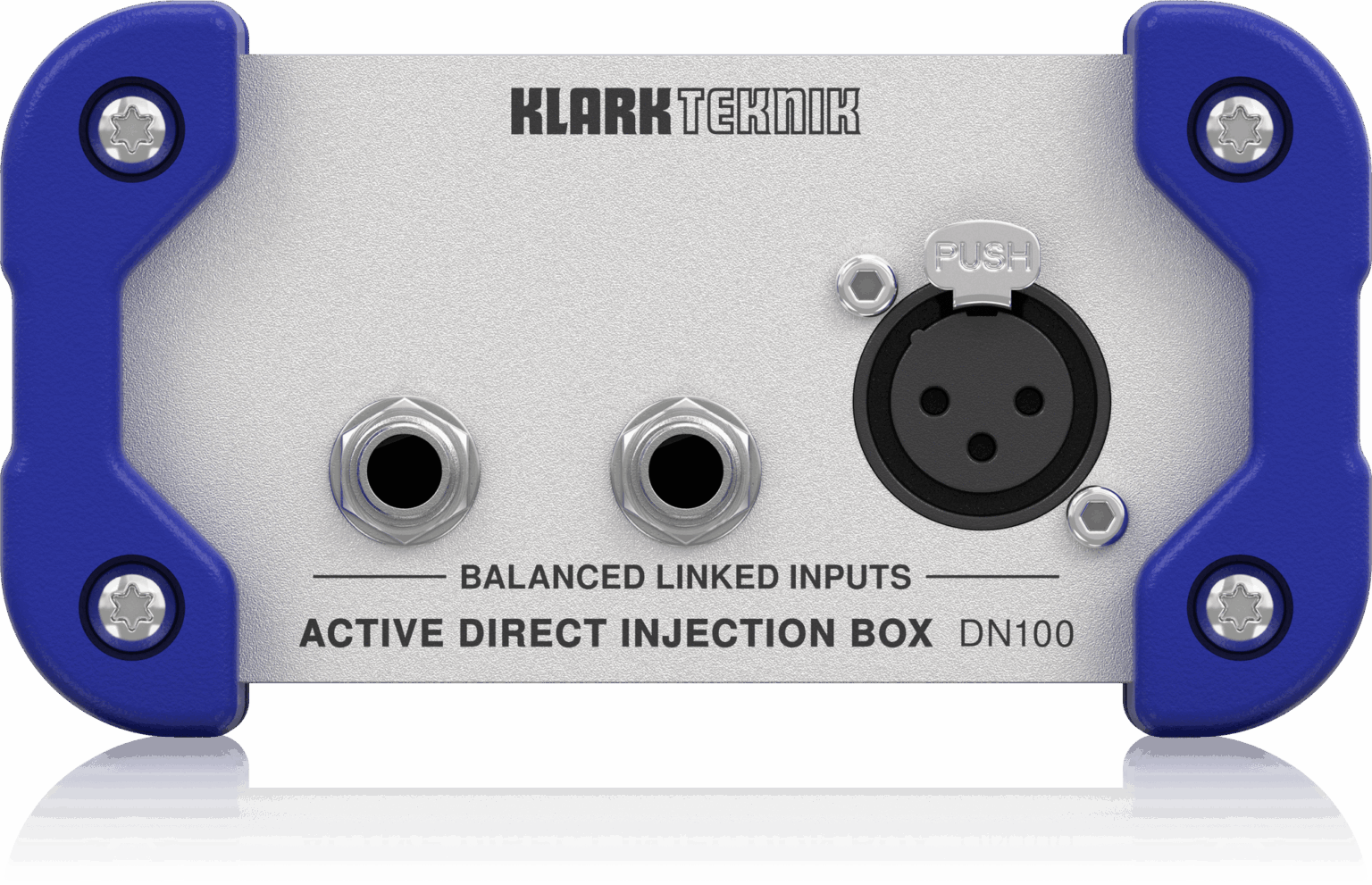 Klark Teknik DN100 V2 — פאנל שמאל: כניסות TRS ו-XLR מקבילות