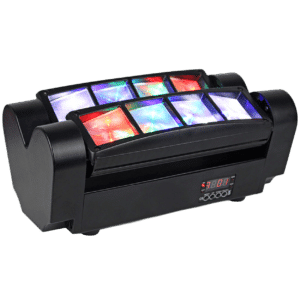 Apextone Mini Spider Light — מבט חזית על 8 ראשי LED RGBW