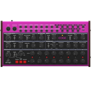 Behringer Edge — מבט חזית על הסינתסייזר בצבע ורוד חשמלי עם 44 הבקרות
