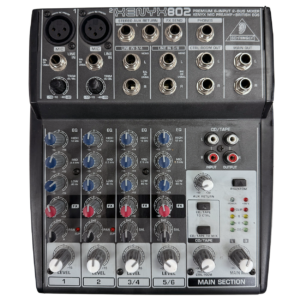Behringer XENYX 802 — מבט חזית על המיקסר האנלוגי הקומפקטי