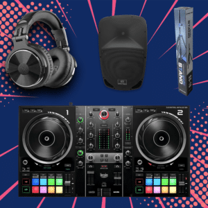 חבילת דיג'יי והגברה Hercules DJControl Inpulse 500 עם רמקול מוגבר Protech BM-812, סטנד ואוזניות OneOdio Pro 10