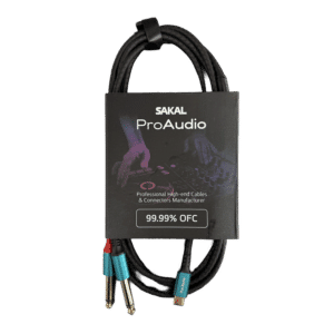 כבל אודיו SAKAL USB-C ל-2x TS 6.35mm באורך 2 מטר — מבט חזית