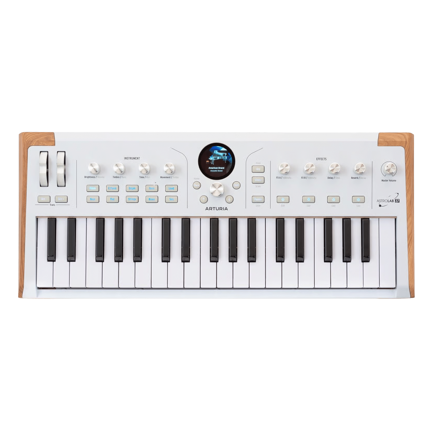Arturia AstroLab 37 White — מבט חזית על סינת' הבמה הקומפקטי בצבע לבן